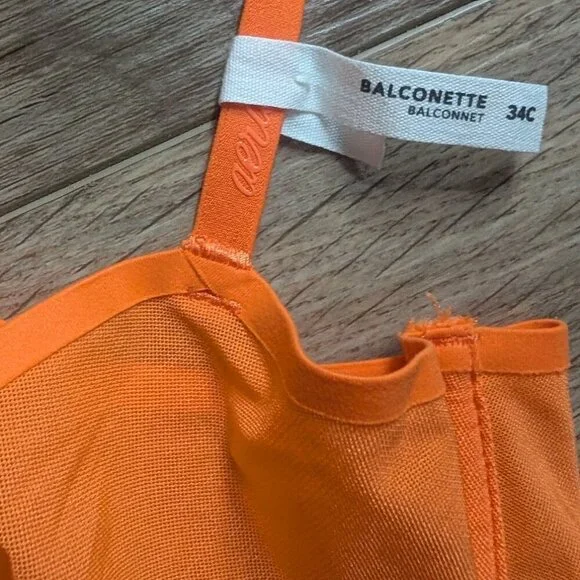 NWT Aerie | SMOOTHEZ Mesh Unlined Bra In Orange (34C) - Picture 3 of 8